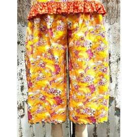 KAMALA DESIGNS JESSE CROPPED PANT -CITRUS RAINBOW CATS - SIZE MEDIUM