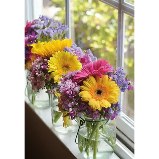 DAISIES IN VASES BIRTHDAY CARD