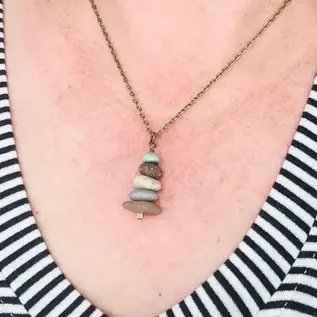 BEACH STONE CAIRN PENDANT