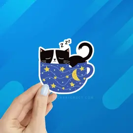 TEACUP CAT STICKER