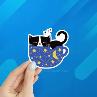 TEACUP CAT STICKER