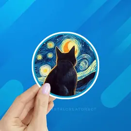 STARRY NIGHT CAT STICKER