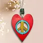 RECYCLED METAL HEART PEACE ORNAMENT