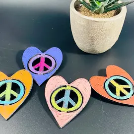 RECYCLED METAL PEACE HEART MAGNET