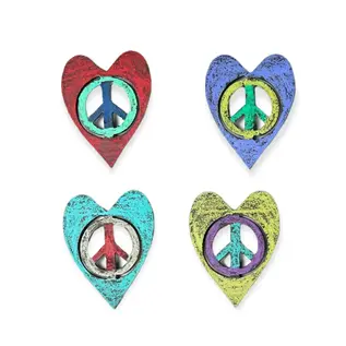 RECYCLED METAL PEACE HEART MAGNET