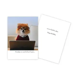 BIRTHDAY  CARD -  DOG IN GLASSES