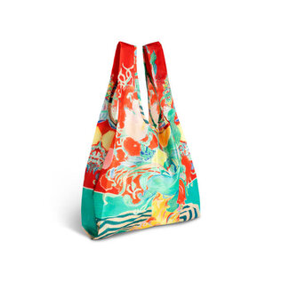 ART-LIFTING FOLD UP TOTE - FLORAL STRIPES