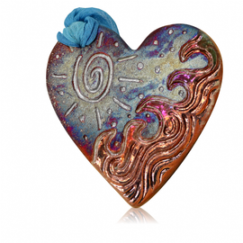 RAKU BLESSED HEART - OCEAN