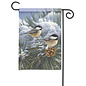 CHICKADEES IN SNOW GARDEN FLAG