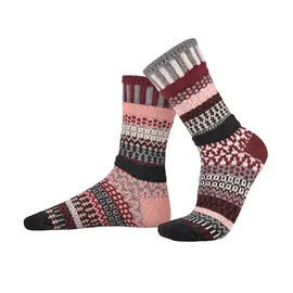 SOLMATE SOCKS - MISMATCH WOOL -  ROSEWOOD