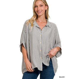 BOXY STRIPED BUTTON UP