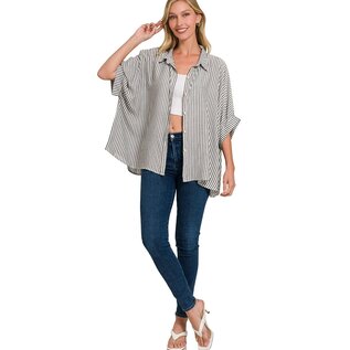 BOXY STRIPED BUTTON UP