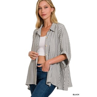 BOXY STRIPED BUTTON UP