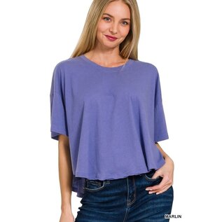 WIDE COTTON CROPPED TEE 2 COLORS