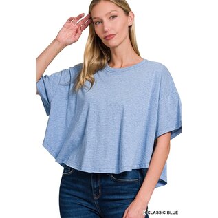 WIDE COTTON CROPPED TEE 2 COLORS