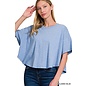 WIDE COTTON CROPPED TEE 2 COLORS