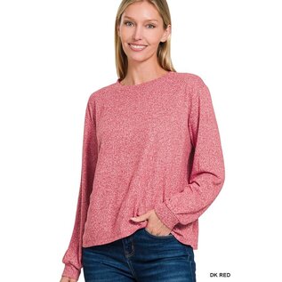 BRUSHED KNIT HEATHERED LONG SLEEVE - 2 COLORS