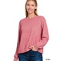 BRUSHED KNIT HEATHERED LONG SLEEVE - 2 COLORS