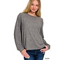 BRUSHED KNIT HEATHERED LONG SLEEVE - 2 COLORS