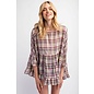 PLAID COTTON VOILE TIERED TOP