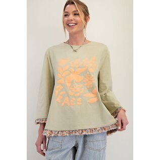 PEACE DOVE TOP - SAGE WITH RUFFLES