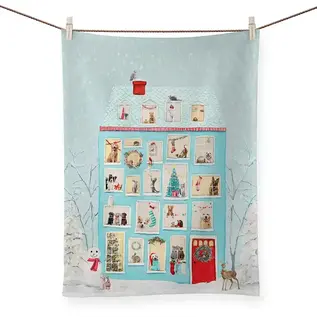 TEA TOWEL - FESTIVE FRIENDS HOUSE