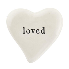 SMALL CERAMIC HEART-  LOVED