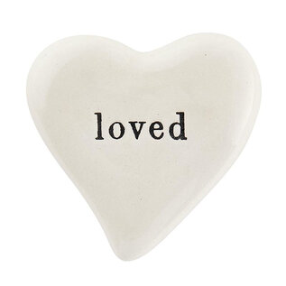 SMALL CERAMIC HEART-  LOVED