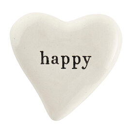 SMALL CERAMIC HEART-  HAPPY