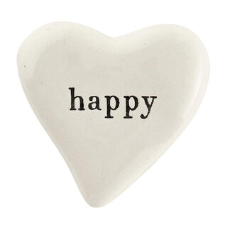 SMALL CERAMIC HEART-  HAPPY