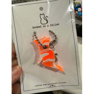 SILICONE WITH A PURPOSE KEY FOB -  HOOKED ON A FELINE