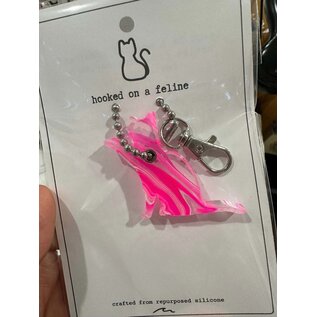 SILICONE WITH A PURPOSE KEY FOB -  HOOKED ON A FELINE