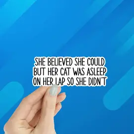 CAT ASLEEP ON HER LAP  STICKER