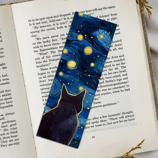 STARRY NIGHT CAT  BOOKMARK