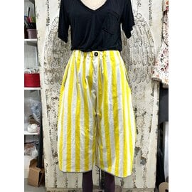 KAMALA DESIGNS JESSE CROP PANT- WIDE YELLOW STRIPE