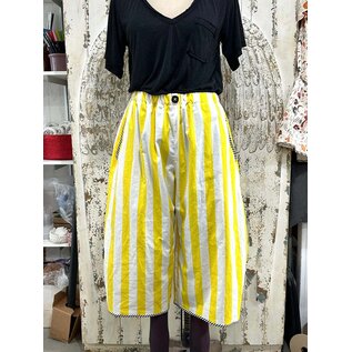 KAMALA DESIGNS JESSE CROP PANT- WIDE YELLOW STRIPE