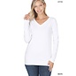 SALE! COTTON LONG SLEEVE V-NECK -WHITE
