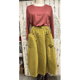 KAMALA DESIGNS OONA SKIRT - CURRY WITH BROWN DOTS - SMALL