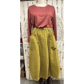 KAMALA DESIGNS OONA SKIRT - CURRY WITH BROWN DOTS - MEDIUM