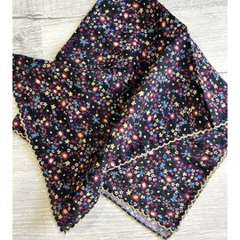 24" SQUARE FLORAL SCARF  WITH PICOT EDGING