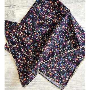 24" SQUARE FLORAL SCARF  WITH PICOT EDGING