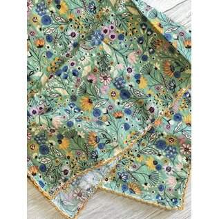 24" SQUARE FLORAL SCARF  WITH PICOT EDGING