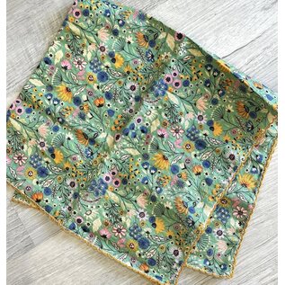 24" SQUARE FLORAL SCARF  WITH PICOT EDGING