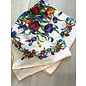 24" SQUARE FLORAL SCARF  WITH PICOT EDGING