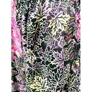 KAMALA DESIGNS JESSE CROP PANT-  GREENS / PLUM LEAVES BATIK - MEDIUM