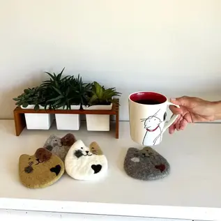 FELTED CAT COASTER - FAIR TRADE
