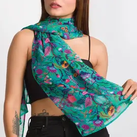 GEORGETTE SCARF - JADE FANTASY FLORAL