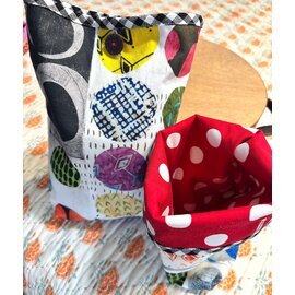 One Of A Kind Handmade Item USEFUL LITTLE BAG - WABI SABI - RED DOTS INSIDE