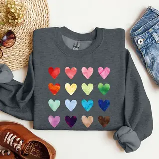 ALL THE COLORS HEARTS SWEATSHIRT