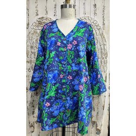 MYRA TUNIC -  PHILIP JACOBS BLUE PAPAVER (KAFFE FASSETT) - XXL
